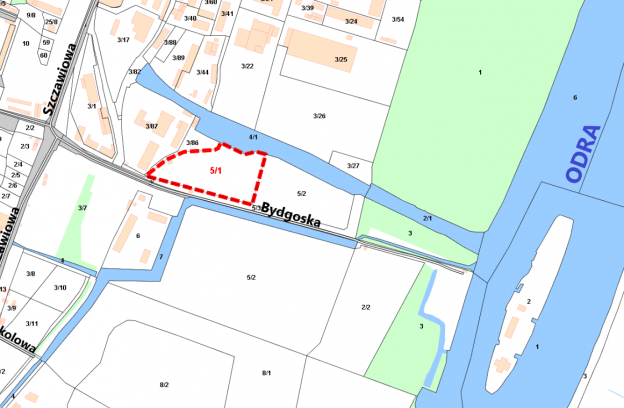 Działka usługowa położona w Szczecinie przy ulicy Bydgoskiej 2 (dz. 5/1, obr. 1063)