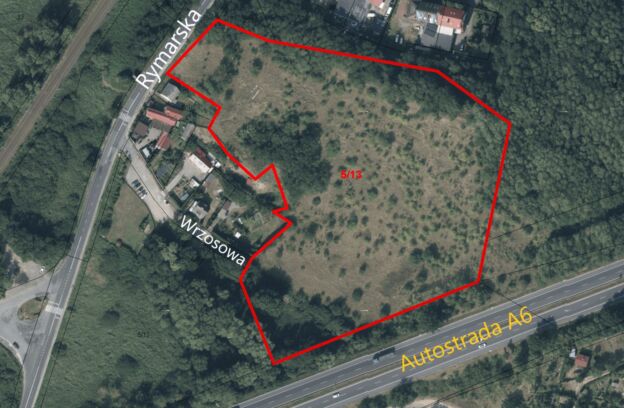 Duża działka niezabudowana pod usługi położona w Szczecinie przy ulicy Rymarskiej (dz. 5/13 z obr. 4184)