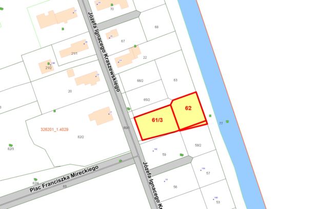 Nieruchomość pod zabudowę jednorodzinną położona w Szczecinie przy ulicy Kraszewskiego (dz. 58/1, 61/3, 62 z obr. 4029)