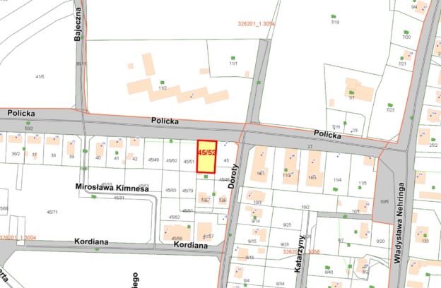 Działka pod zabudowę wielorodzinną położona przy ul. Polickiej – działka nr 45/52, obr. 3004